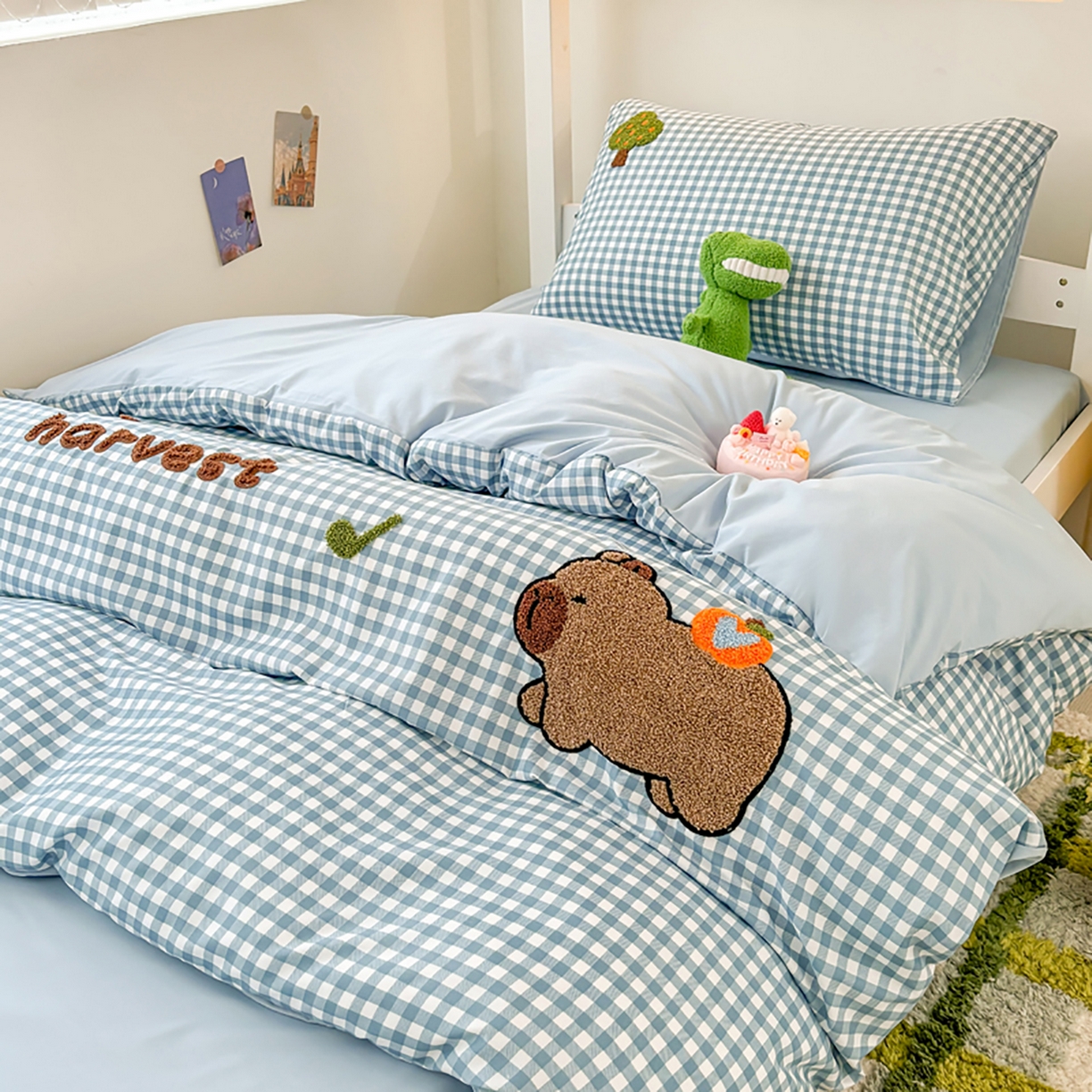 91家纺网 家纺一手货源 找家纺 欧妮家纺 2025新款学生床三件套学校宿舍单人寝室上下铺床上用品-提供买家秀 拉拉旅行-兰色格