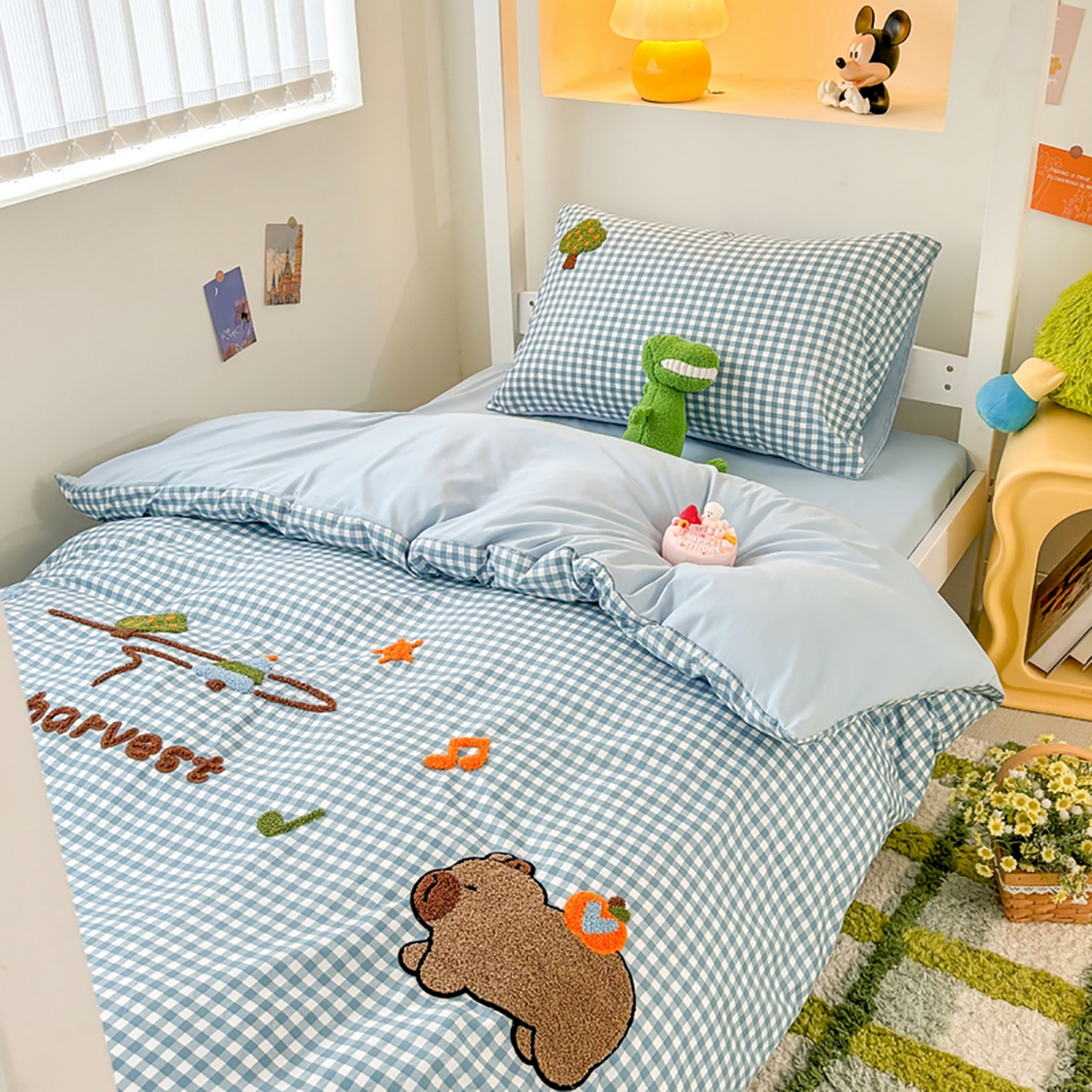 91家纺网 家纺一手货源 找家纺 欧妮家纺 2025新款学生床三件套学校宿舍单人寝室上下铺床上用品-提供买家秀 拉拉旅行-兰色格