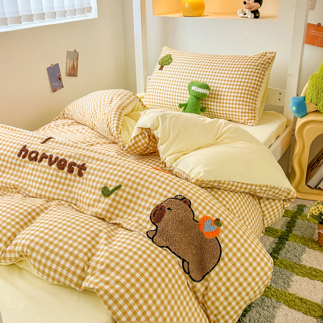 91家纺网 家纺一手货源 找家纺 欧妮家纺 2025新款学生床三件套学校宿舍单人寝室上下铺床上用品-提供买家秀 拉拉旅行-黄色格