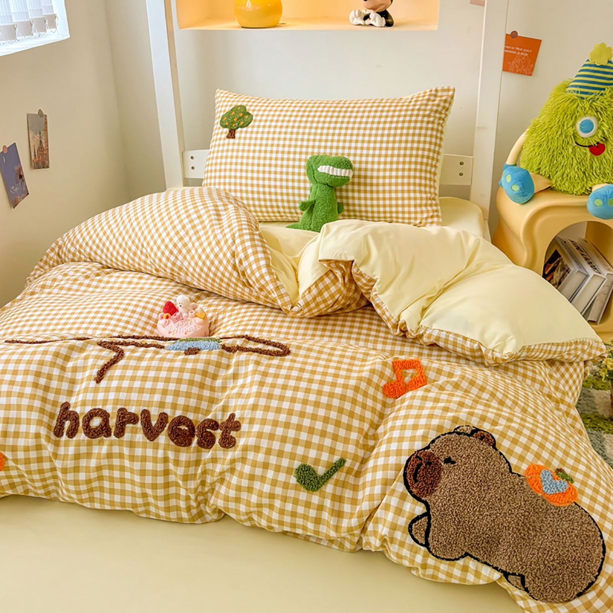 91家纺网 家纺一手货源 找家纺 欧妮家纺 2025新款学生床三件套学校宿舍单人寝室上下铺床上用品-提供买家秀 拉拉旅行-黄色格