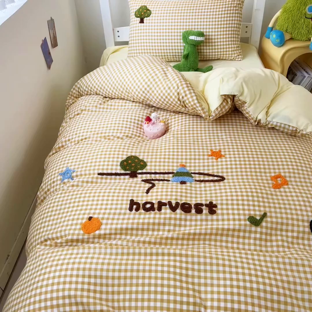 91家纺网 家纺一手货源 找家纺 欧妮家纺 2025新款学生床三件套学校宿舍单人寝室上下铺床上用品-提供买家秀 拉拉旅行-黄色格