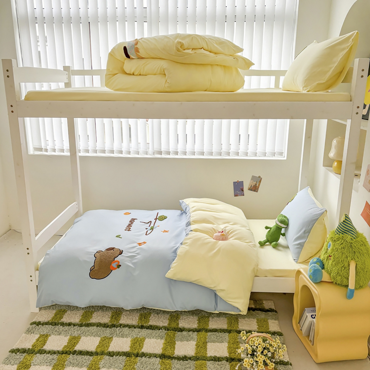 欧妮家纺 2025新款学生床三件套学校宿舍单人寝室上下铺床上用品-提供买家秀 拉拉旅行-浅蓝黄