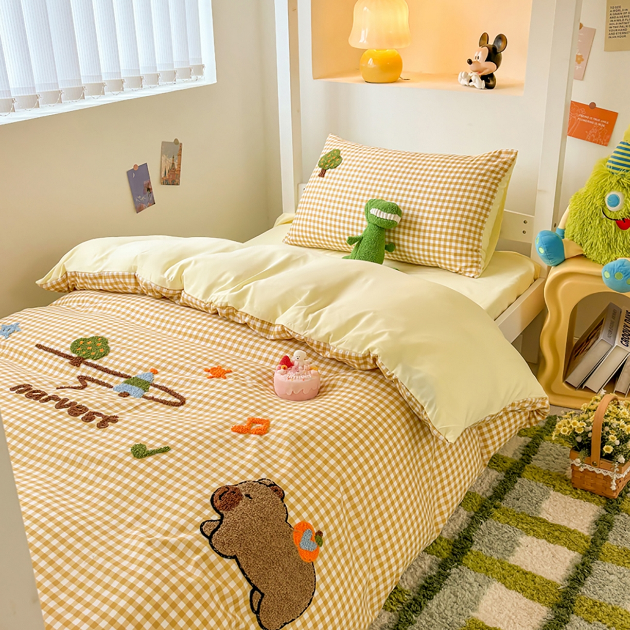 91家纺网 家纺一手货源 找家纺 欧妮家纺 2025新款学生床三件套学校宿舍单人寝室上下铺床上用品-提供买家秀 拉拉旅行-黄色格