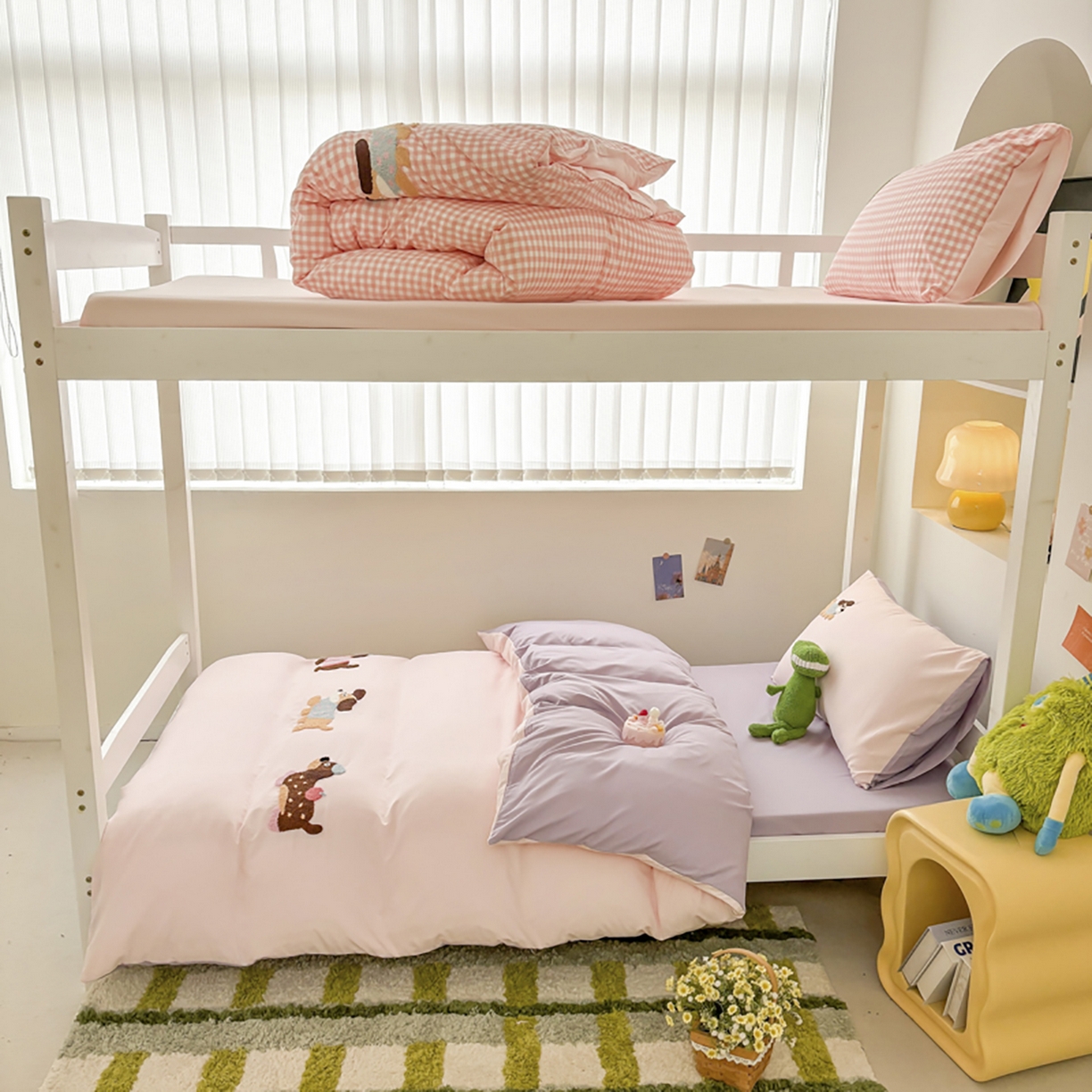 欧妮家纺 2025新款学生床三件套学校宿舍单人寝室上下铺床上用品-提供买家秀 可爱狗狗-浅粉紫