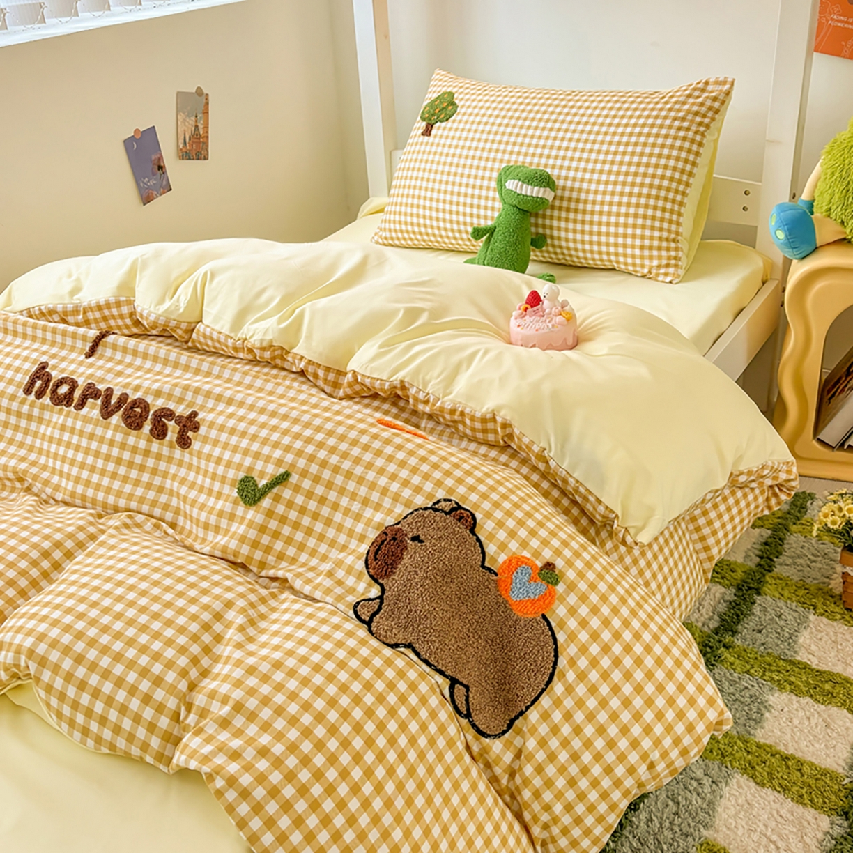 91家纺网 家纺一手货源 找家纺 欧妮家纺 2025新款学生床三件套学校宿舍单人寝室上下铺床上用品-提供买家秀 拉拉旅行-黄色格