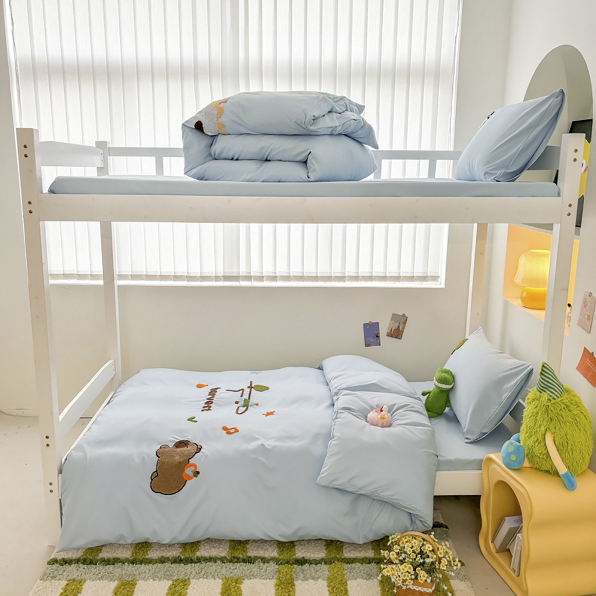 欧妮家纺 2025新款学生床三件套学校宿舍单人寝室上下铺床上用品-提供买家秀 拉拉旅行-浅蓝