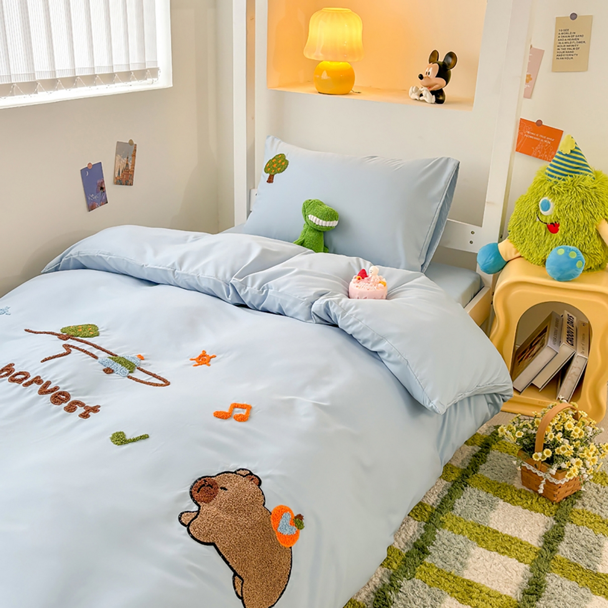 91家纺网 家纺一手货源 找家纺 欧妮家纺 2025新款学生床三件套学校宿舍单人寝室上下铺床上用品-提供买家秀 拉拉旅行-浅蓝