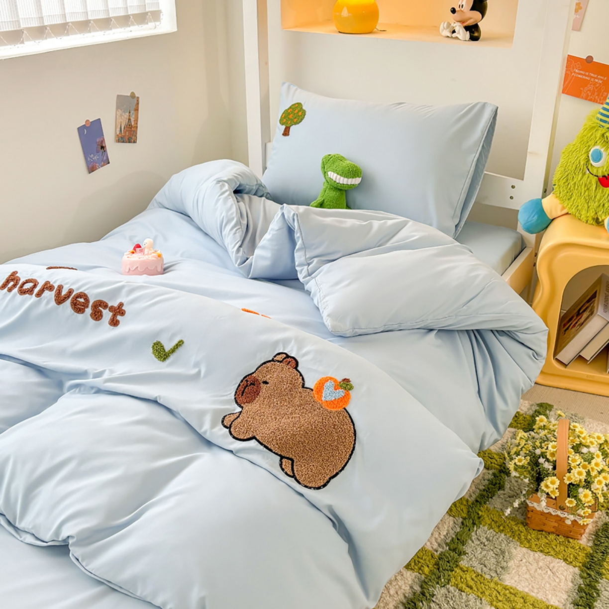 91家纺网 家纺一手货源 找家纺 欧妮家纺 2025新款学生床三件套学校宿舍单人寝室上下铺床上用品-提供买家秀 拉拉旅行-浅蓝