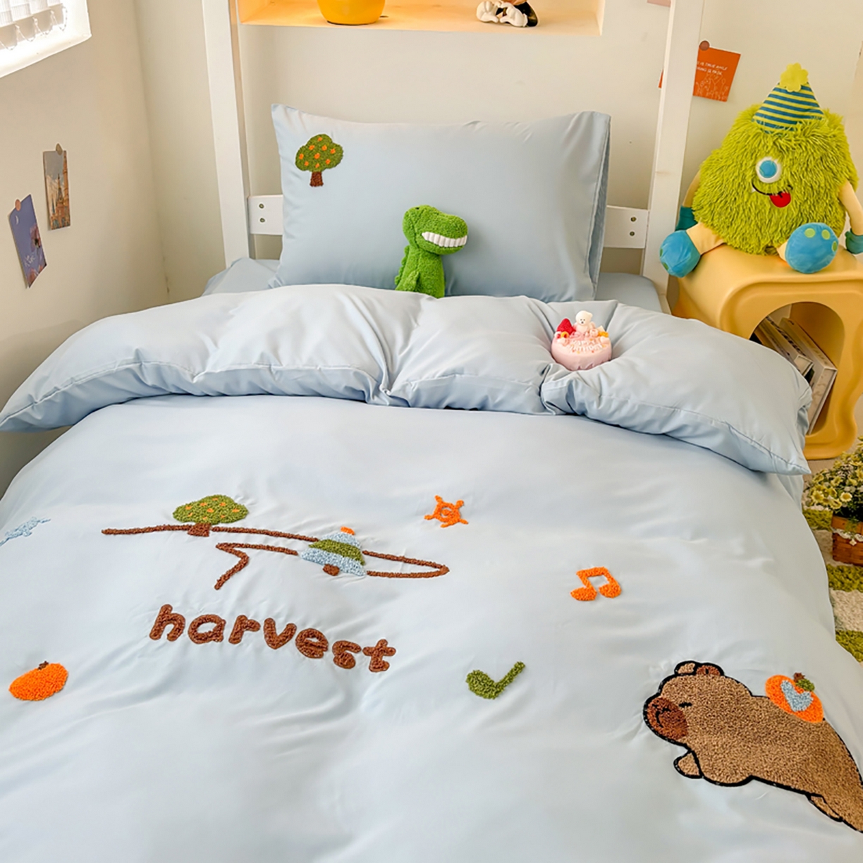 91家纺网 家纺一手货源 找家纺 欧妮家纺 2025新款学生床三件套学校宿舍单人寝室上下铺床上用品-提供买家秀 拉拉旅行-浅蓝