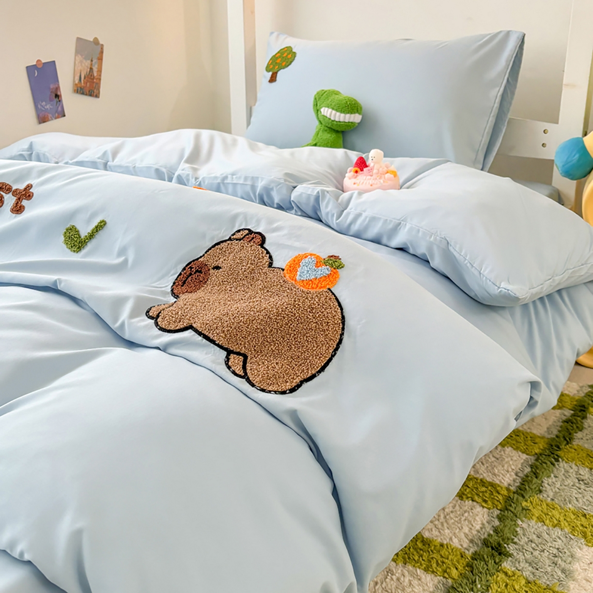 91家纺网 家纺一手货源 找家纺 欧妮家纺 2025新款学生床三件套学校宿舍单人寝室上下铺床上用品-提供买家秀 拉拉旅行-浅蓝