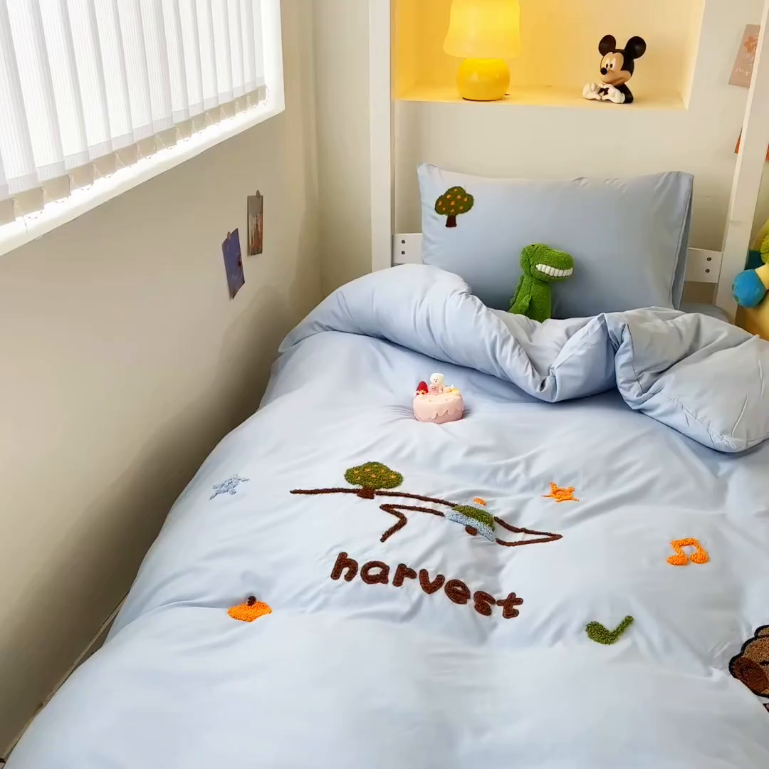 91家纺网 家纺一手货源 找家纺 欧妮家纺 2025新款学生床三件套学校宿舍单人寝室上下铺床上用品-提供买家秀 拉拉旅行-浅蓝