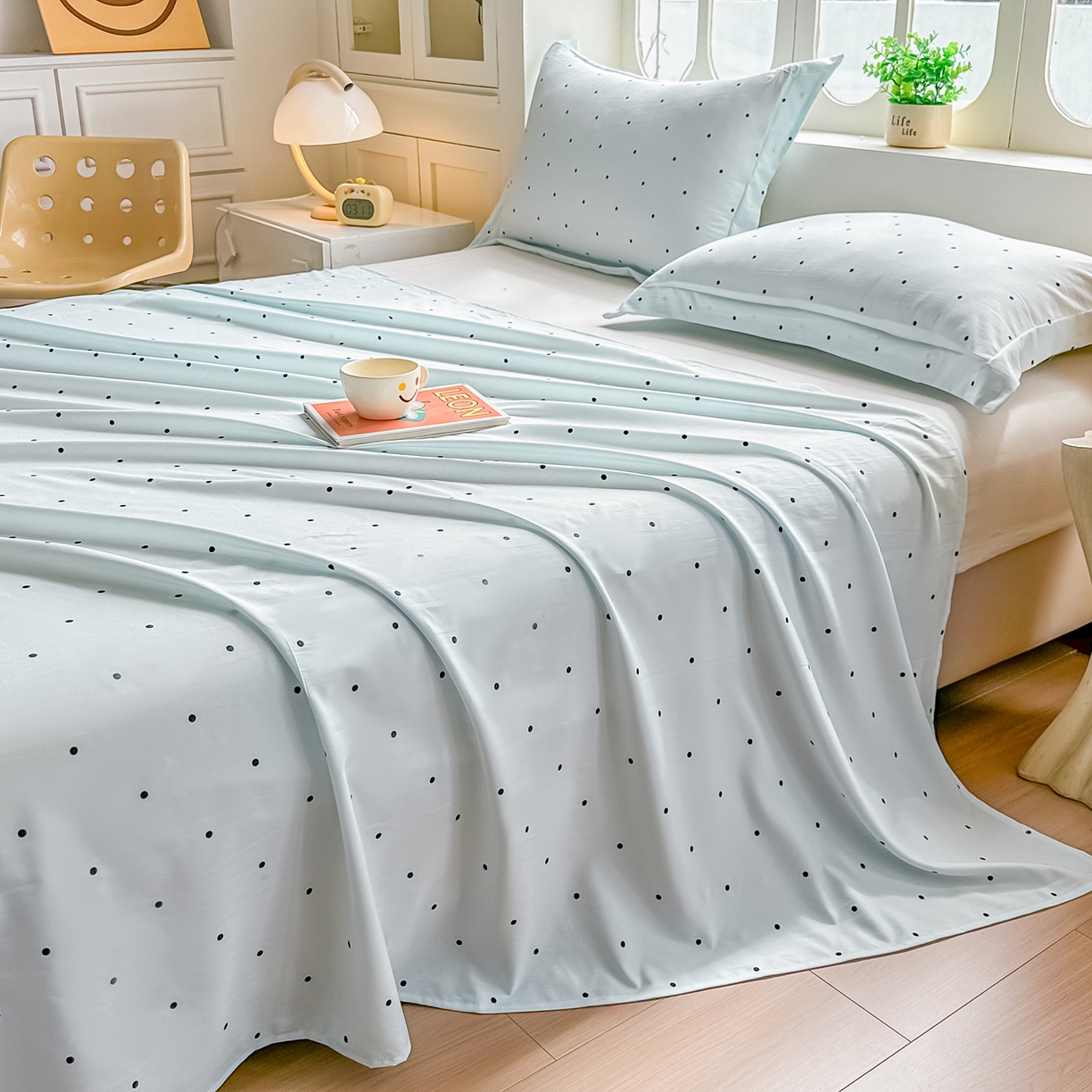 91家纺网 家纺一手货源 找家纺 （总）卓缦家纺 2026新款波点四季款床单卧室宿舍学生单品床单床单单件
