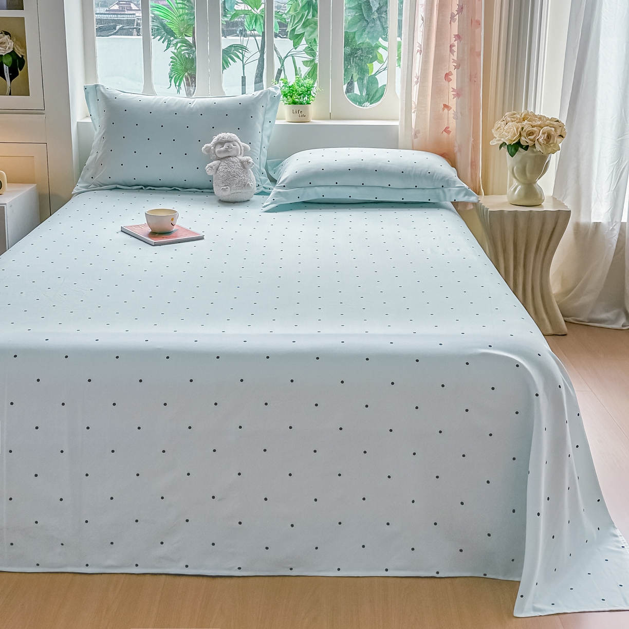 91家纺网 家纺一手货源 找家纺 （总）卓缦家纺 2026新款波点四季款床单卧室宿舍学生单品床单床单单件