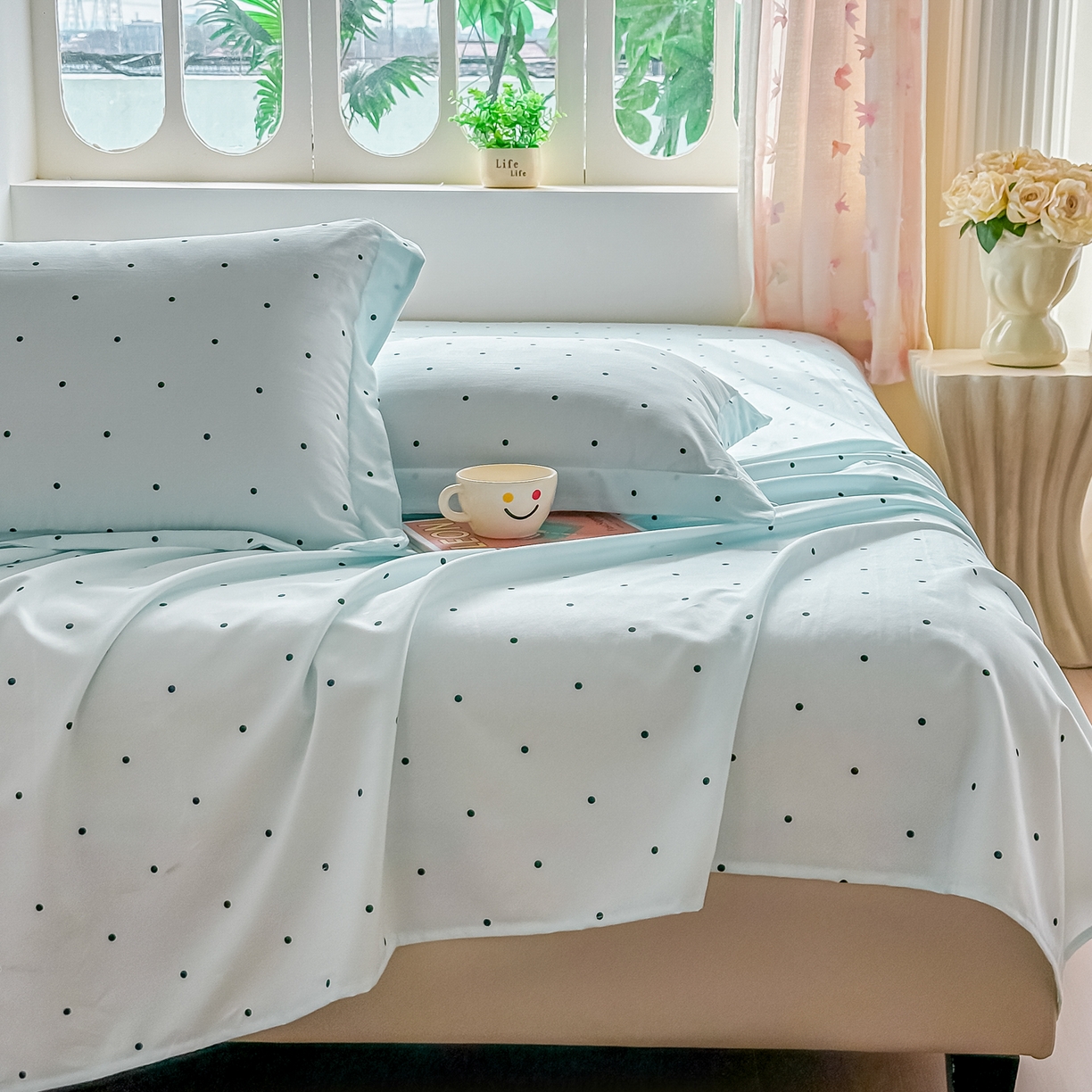 91家纺网 家纺一手货源 找家纺 （总）卓缦家纺 2026新款波点四季款床单卧室宿舍学生单品床单床单单件