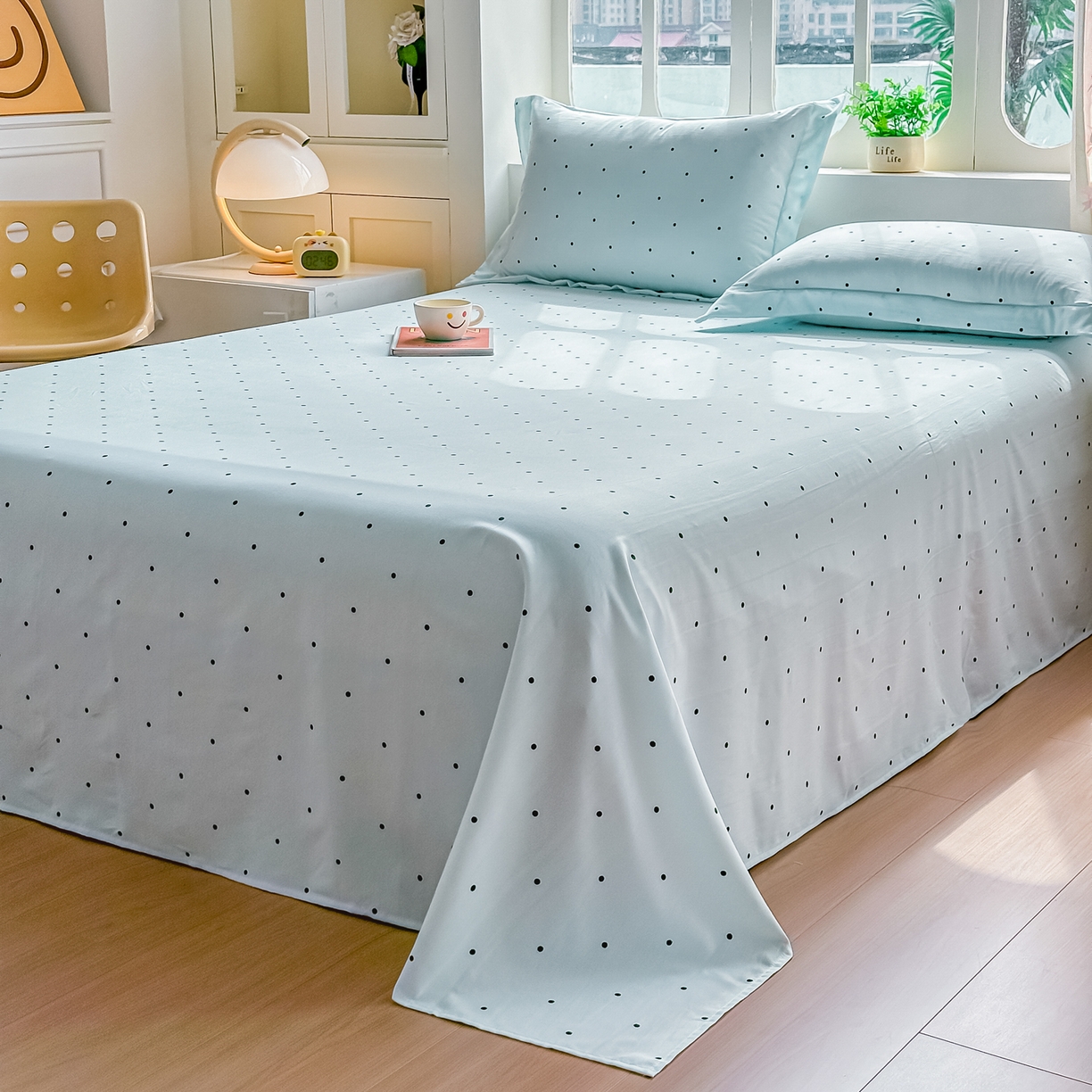91家纺网 家纺一手货源 找家纺 （总）卓缦家纺 2026新款波点四季款床单卧室宿舍学生单品床单床单单件
