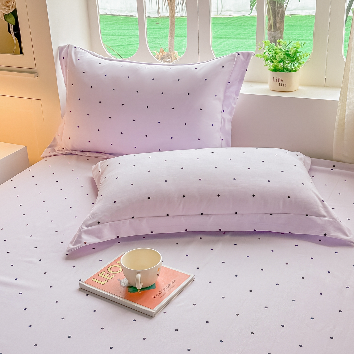 91家纺网 家纺一手货源 找家纺 卓缦家纺 2026新款波点四季款床单卧室宿舍学生单品床单床单单件 良品风信紫