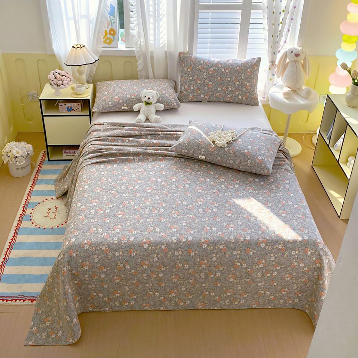 91家纺网 家纺一手货源 找家纺 （总）欧妮家纺 2025新款老粗布床单夏季凉席床笠三件套-朴棉系列