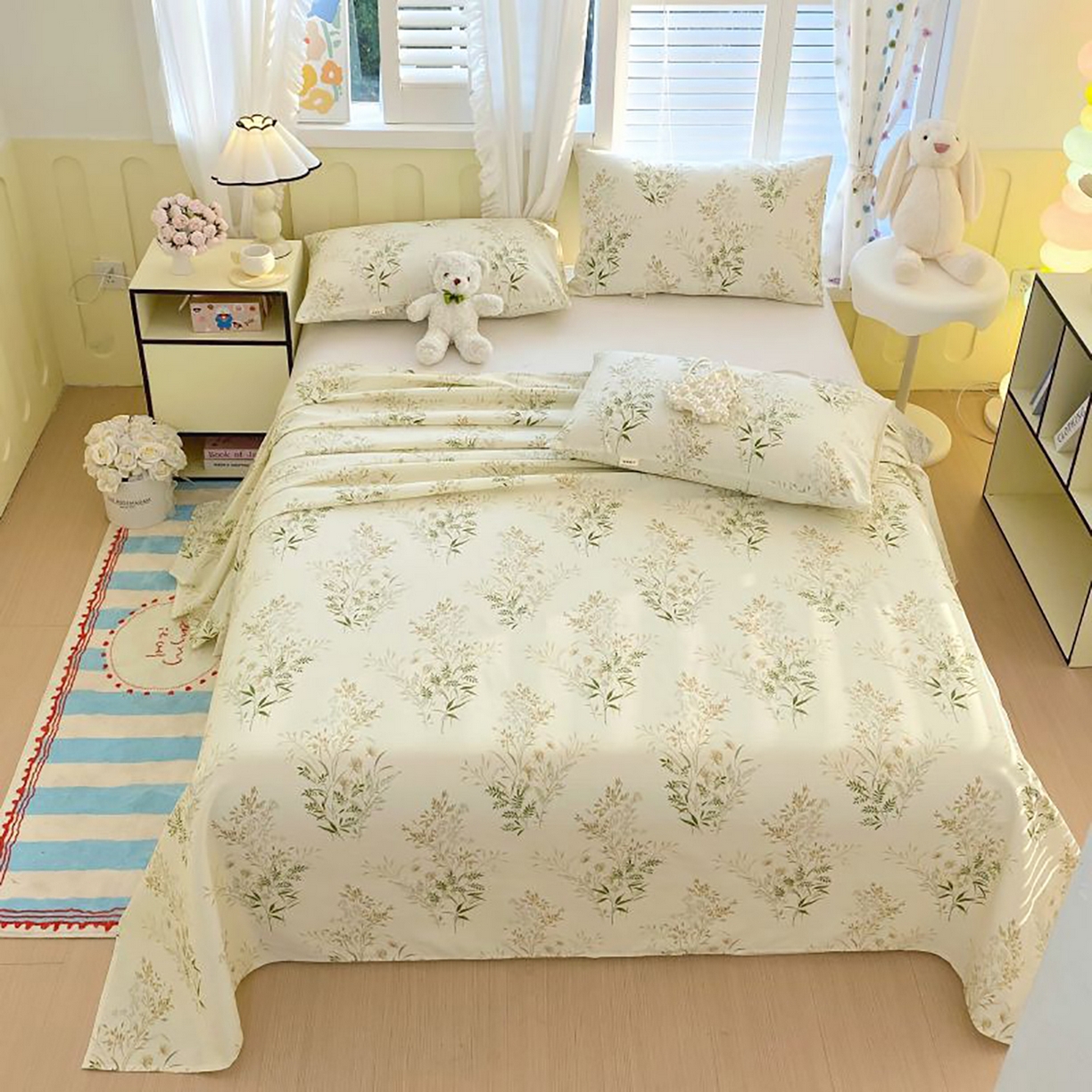 91家纺网 家纺一手货源 找家纺 （总）欧妮家纺 2025新款老粗布床单夏季凉席床笠三件套-朴棉系列