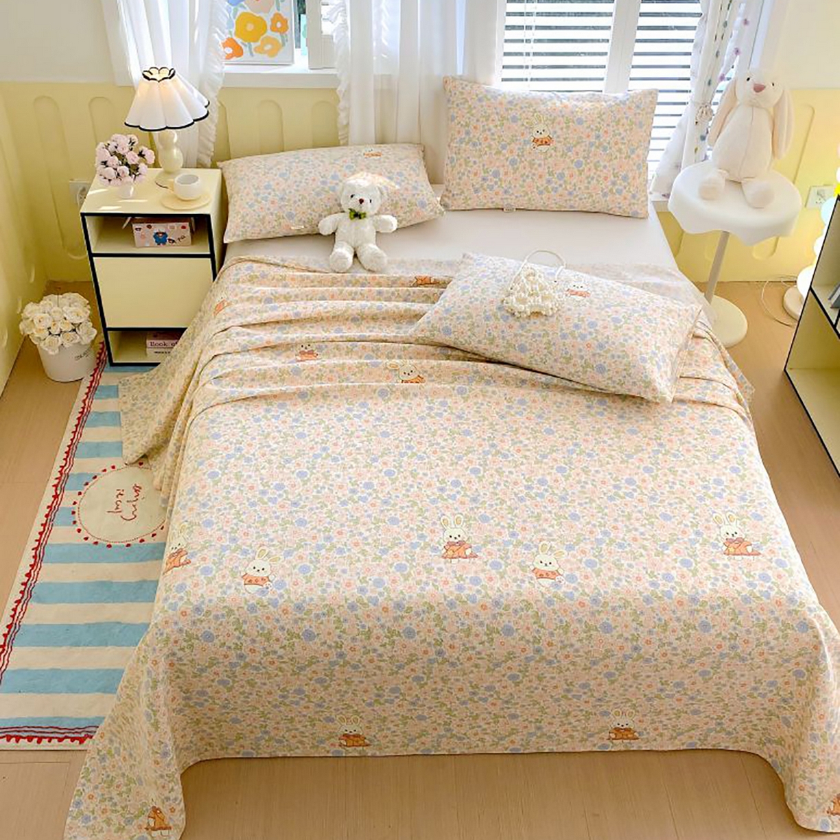 91家纺网 家纺一手货源 找家纺 （总）欧妮家纺 2025新款老粗布床单夏季凉席床笠三件套-朴棉系列