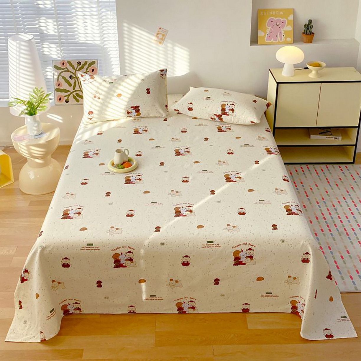 91家纺网 家纺一手货源 找家纺 （总）欧妮家纺 2025新款老粗布床单夏季凉席床笠三件套-朴棉系列