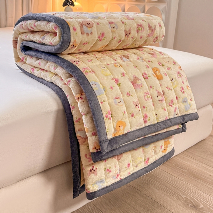 91家纺网 家纺一手货源 找家纺 （总）欧妮家纺 2025新款水晶边牛奶绒印花床垫床褥子软垫（提供买家秀）大床图