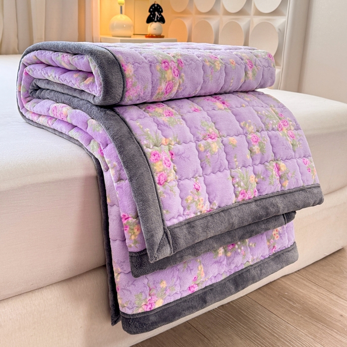 91家纺网 家纺一手货源 找家纺 （总）欧妮家纺 2025新款水晶边牛奶绒印花床垫床褥子软垫（提供买家秀）大床图