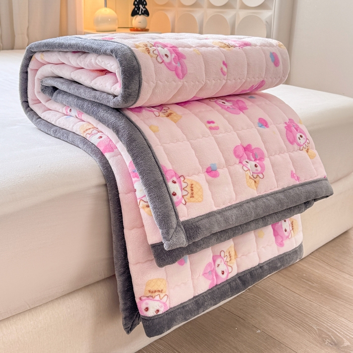 91家纺网 家纺一手货源 找家纺 （总）欧妮家纺 2025新款水晶边牛奶绒印花床垫床褥子软垫（提供买家秀）大床图