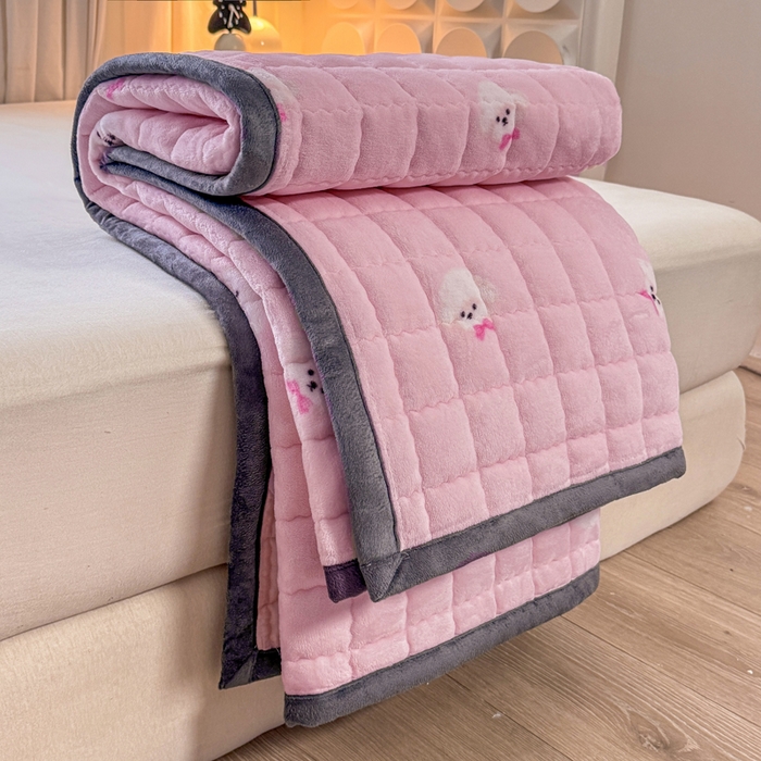 91家纺网 家纺一手货源 找家纺 （总）欧妮家纺 2025新款水晶边牛奶绒印花床垫床褥子软垫（提供买家秀）大床图