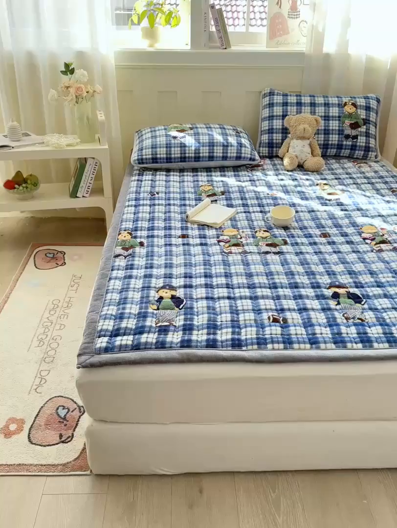 91家纺网 家纺一手货源 找家纺 （总）欧妮家纺 2025新款水晶边牛奶绒印花床垫床褥子软垫（提供买家秀）大床图