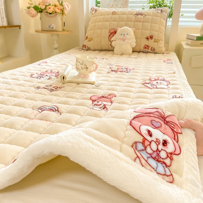 91家纺网 家纺一手货源 找家纺 （总）欧妮家纺 2025新款尊享喜暖绒边床褥垫牛奶绒床垫床护垫软垫（提供买家秀）