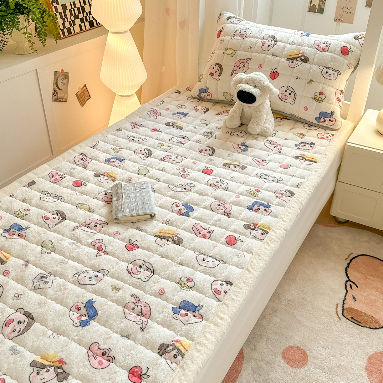 91家纺网 家纺一手货源 找家纺 （总）欧妮家纺 2025新款牛奶绒床垫床护垫学生床褥子宿舍印花床褥铺底-提供买家秀