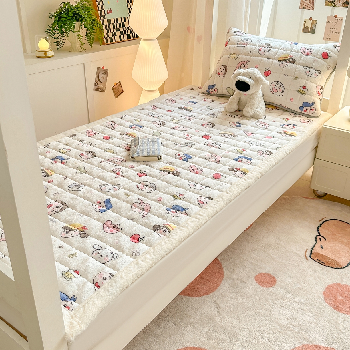 91家纺网 家纺一手货源 找家纺 （总）欧妮家纺 2025新款牛奶绒床垫床护垫学生床褥子宿舍印花床褥铺底-提供买家秀