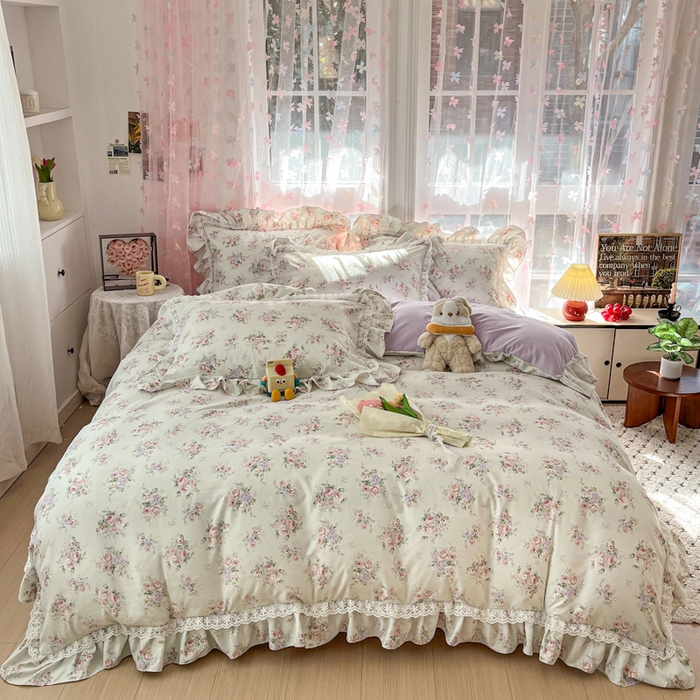 91家纺网 家纺一手货源 找家纺 （总）畅畅家纺 2026新款春秋韩版A类公主风云柔棉工艺款花边四件套