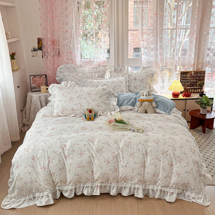 91家纺网 家纺一手货源 找家纺 （总）畅畅家纺 2026新款春秋韩版A类公主风云柔棉工艺款花边四件套