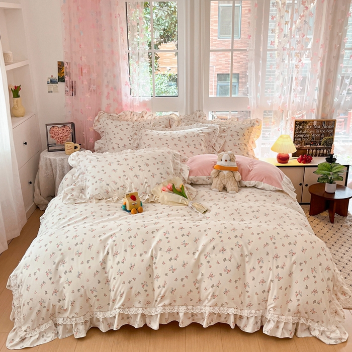 91家纺网 家纺一手货源 找家纺 （总）畅畅家纺 2026新款春秋韩版A类公主风云柔棉工艺款花边四件套