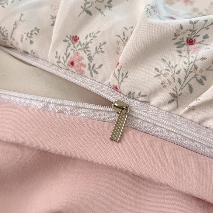 91家纺网 家纺一手货源 找家纺 畅畅家纺 2026新款春秋韩版A类公主风云柔棉工艺款花边四件套 浅韵醉花梦