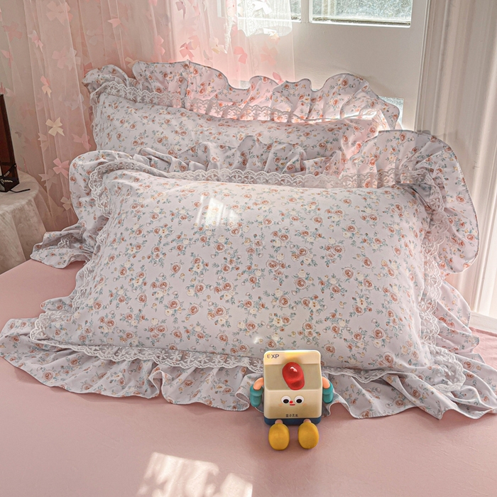 91家纺网 家纺一手货源 找家纺 畅畅家纺 2026新款春秋韩版A类公主风云柔棉工艺款花边四件套 梦幻玫瑰园