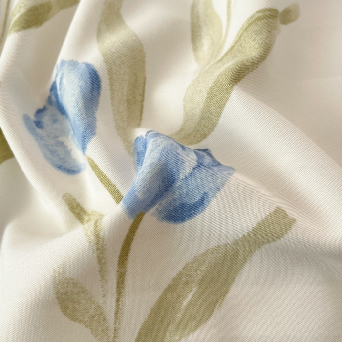 91家纺网 家纺一手货源 找家纺 畅畅家纺 2026新款春秋韩版A类公主风云柔棉工艺款花边四件套 蓝花梦影