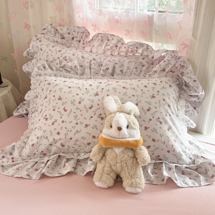 91家纺网 家纺一手货源 找家纺 畅畅家纺 2026新款春秋韩版A类公主风云柔棉工艺款花边四件套 晨露玫瑰