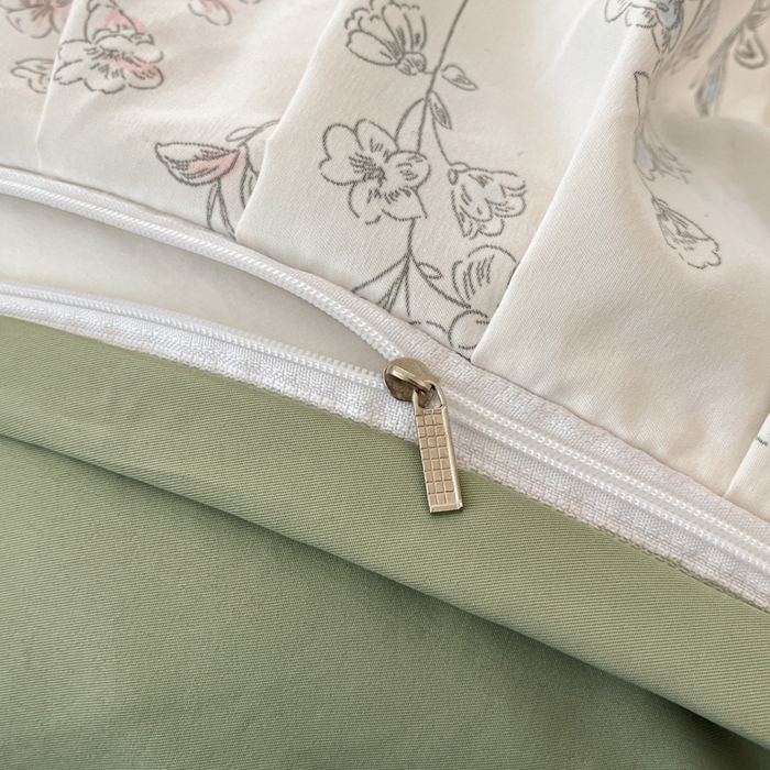 91家纺网 家纺一手货源 找家纺 畅畅家纺 2026新款春秋韩版A类公主风云柔棉工艺款花边四件套 浅花轻语