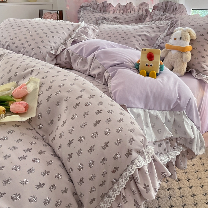 91家纺网 家纺一手货源 找家纺 畅畅家纺 2026新款春秋韩版A类公主风云柔棉工艺款花边四件套 梦影