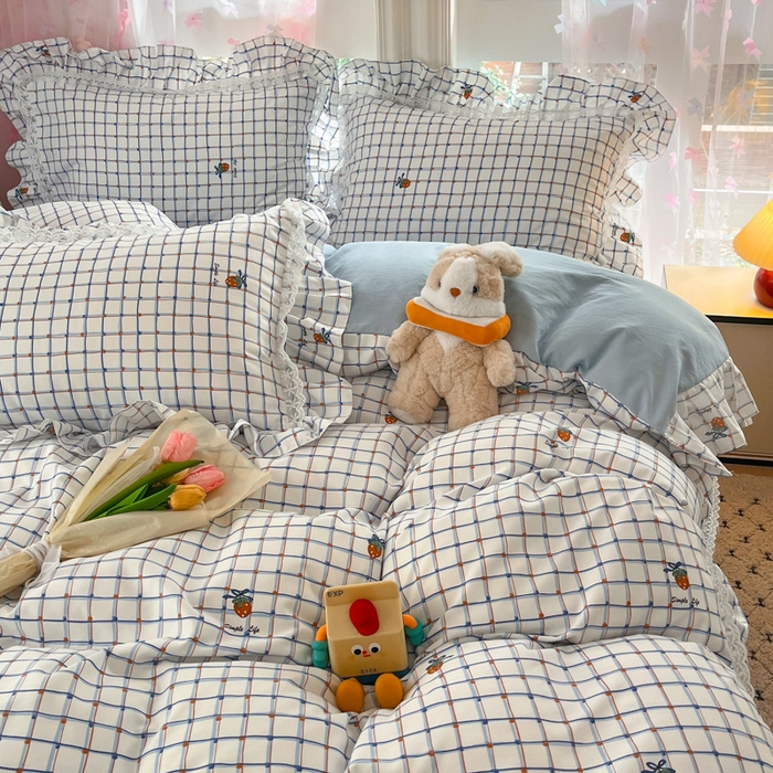 91家纺网 家纺一手货源 找家纺 畅畅家纺 2026新款春秋韩版A类公主风云柔棉工艺款花边四件套 梅格清梦