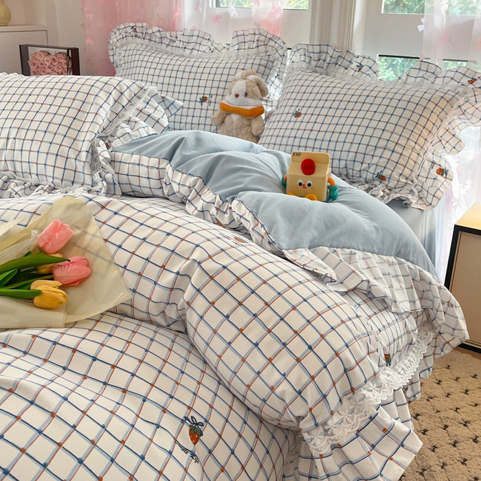 91家纺网 家纺一手货源 找家纺 畅畅家纺 2026新款春秋韩版A类公主风云柔棉工艺款花边四件套 梅格清梦