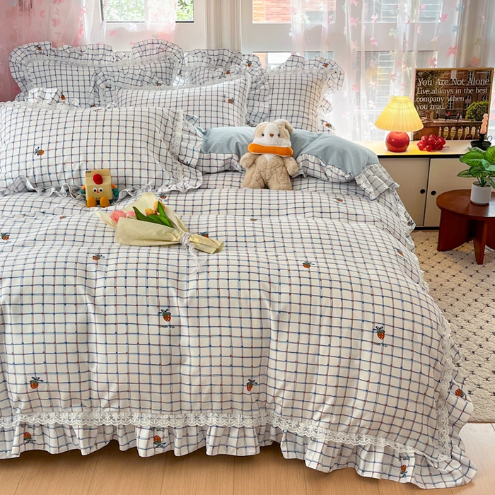 91家纺网 家纺一手货源 找家纺 畅畅家纺 2026新款春秋韩版A类公主风云柔棉工艺款花边四件套 梅格清梦