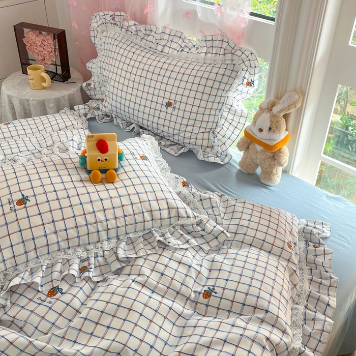 91家纺网 家纺一手货源 找家纺 畅畅家纺 2026新款春秋韩版A类公主风云柔棉工艺款花边四件套 梅格清梦