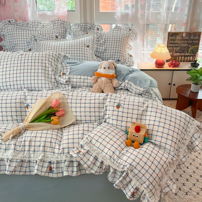 91家纺网 家纺一手货源 找家纺 畅畅家纺 2026新款春秋韩版A类公主风云柔棉工艺款花边四件套 梅格清梦