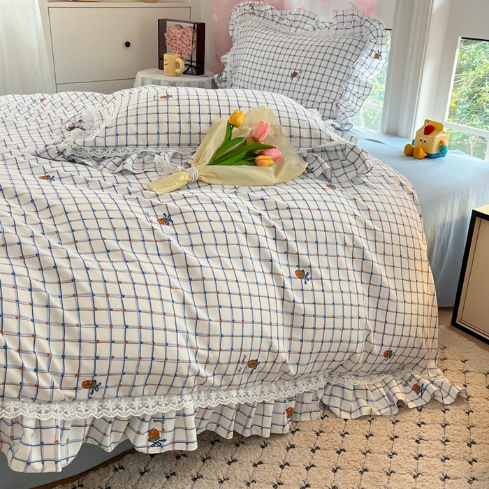 91家纺网 家纺一手货源 找家纺 畅畅家纺 2026新款春秋韩版A类公主风云柔棉工艺款花边四件套 梅格清梦