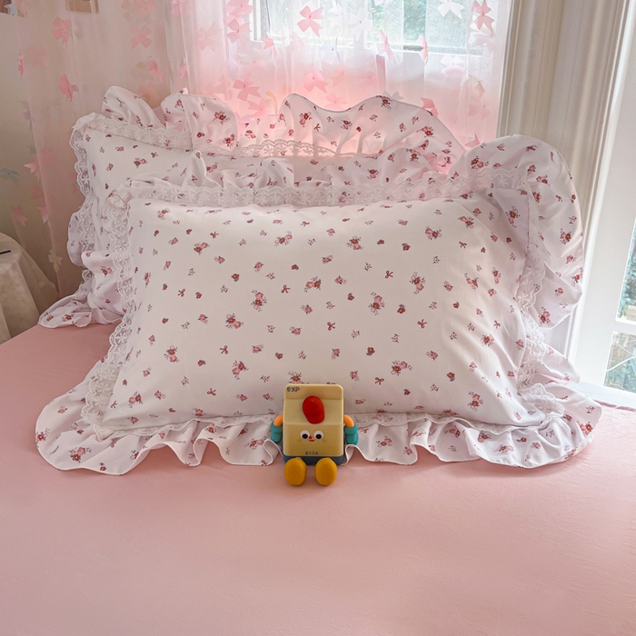 91家纺网 家纺一手货源 找家纺 畅畅家纺 2026新款春秋韩版A类公主风云柔棉工艺款花边四件套 星芒玫瑰庭