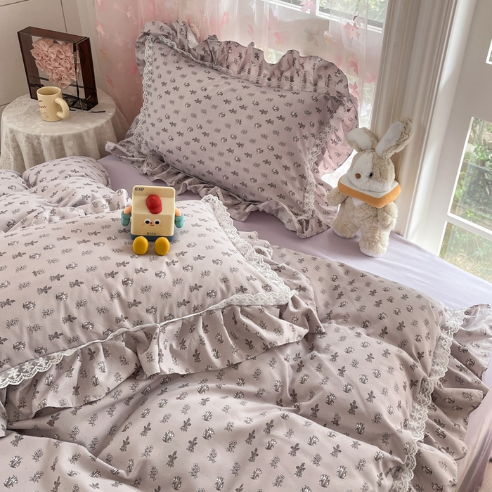 91家纺网 家纺一手货源 找家纺 畅畅家纺 2026新款春秋韩版A类公主风云柔棉工艺款花边四件套 梦影