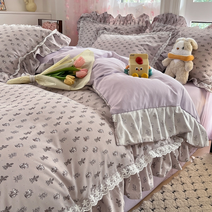 91家纺网 家纺一手货源 找家纺 畅畅家纺 2026新款春秋韩版A类公主风云柔棉工艺款花边四件套 梦影